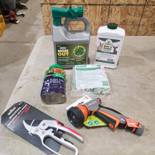 Tree spikes, deer & rabbit repellent, moss killer, etc.