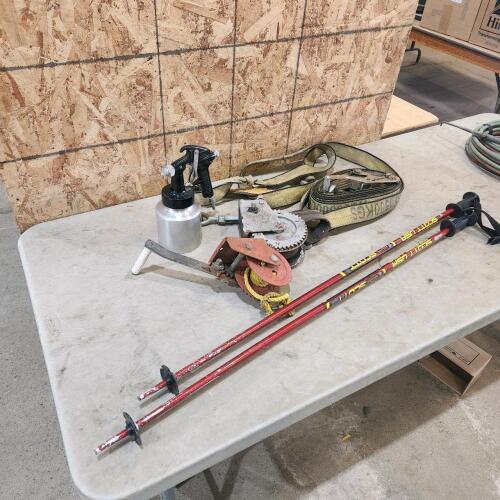 2" Ratchet strap, paint gun, etc.