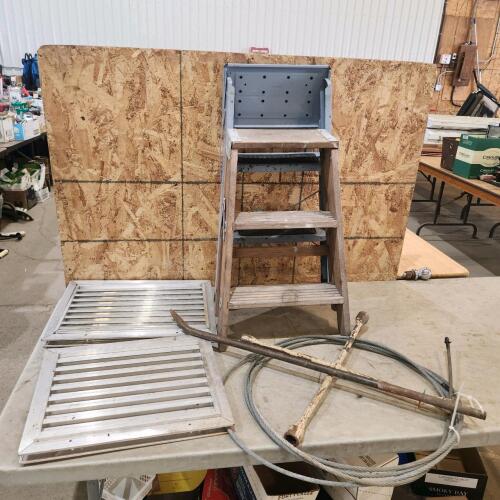 Step ladders, vents, cable, tire iron