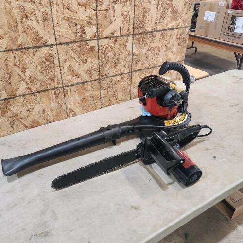 Homelite leaf blower, electric chainsaw as is