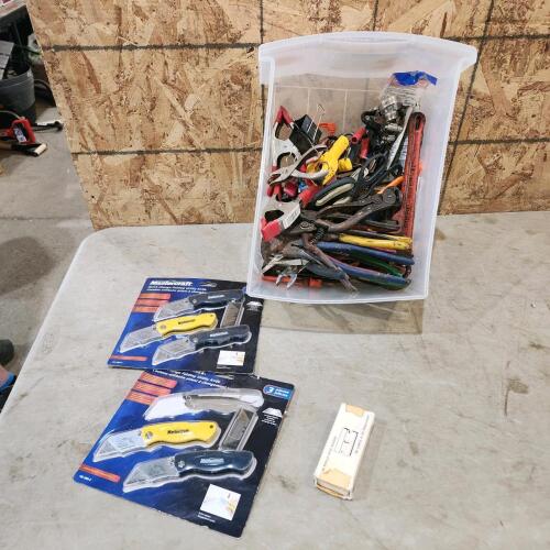 Knives, various pliers, etc.