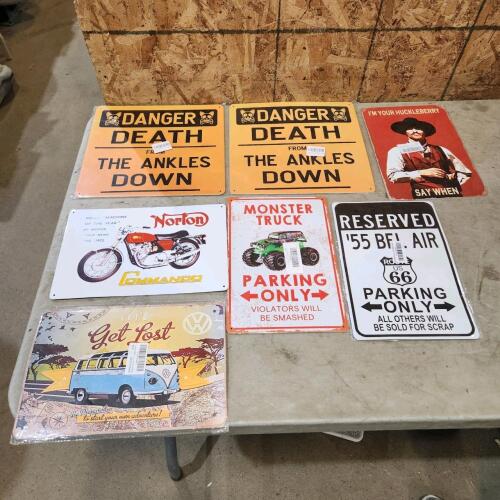 Various metal signs