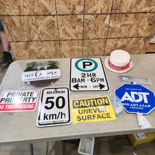 Various signs, etc.