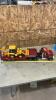 Plastic semi truck & backhoe