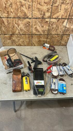Volt meters, load tester, various sand paper