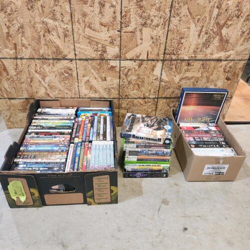DVD movies, video games games, VHS tapes