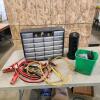 Storage drawers, booster cables, rotisserie, fan