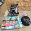 Slip N Slide, fishing tackle, bike helmet, rollerblades