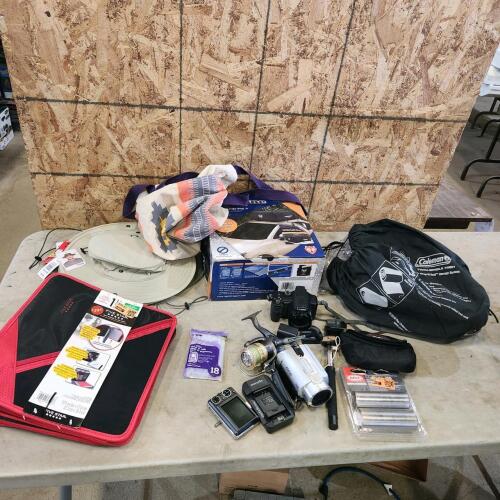 Cameras, air mattress, rooftop cargo bag, etc.