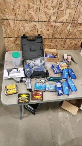 Various air tools, nails & staples