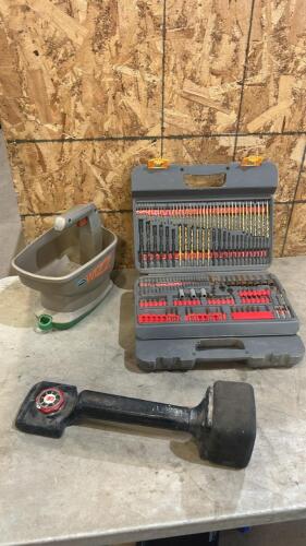Carpet tightener, drill bits, fertilizer spreader
