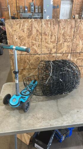 Hanging plant baskets, scooter