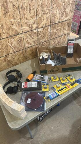 Wire brushes, headphones, sanding disks, string line, etc