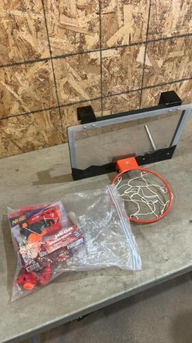 Door hanging basketball net, nerf guns