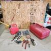Various tools & gas cans