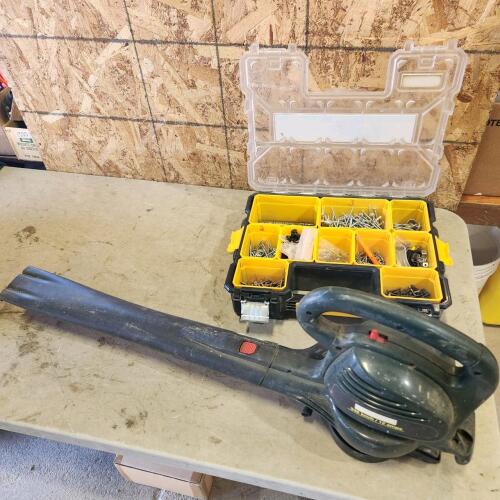 Assorted hardware, electric blower