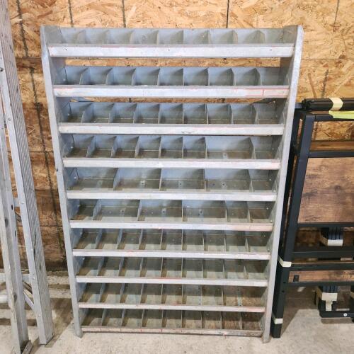 Metal bolt bin 30"W 5"D 48"H