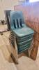 11 Plastic stacking chairs w slight damage