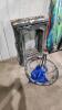 4 Plastic saw horses, hanging candle holder