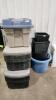 3 Tubs w lids, planters