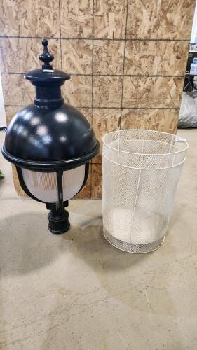 Streetlight, garbage cans