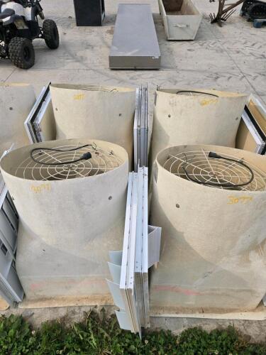 4 24" Fiberglass exhaust fans w winter covers & shutters