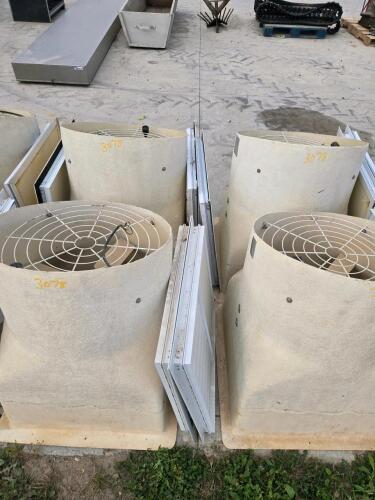 4 24" Fiberglass exhaust fans w winter covers & shutters