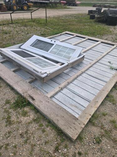 Patio door 63"W 79"H w fame, shed door 12'H 15'W