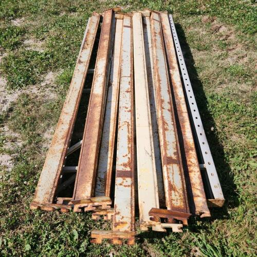 Industrial shelving 2 ends 40"W 8'H, 10 8' cross members