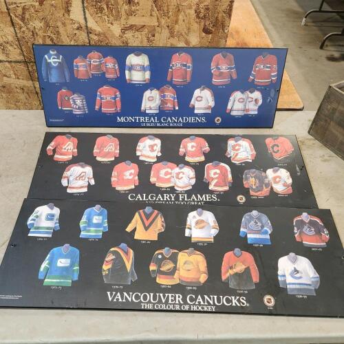 3 30"x10" Wooden hockey signs