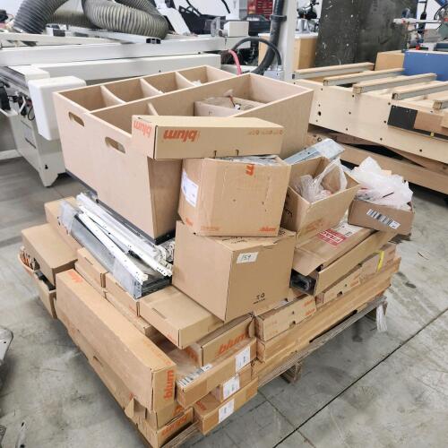 Skid of new drawer slides & cabinet hardware