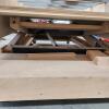 Large wooden rolling lift table out of wood shop 40"W 76"L, some trim - 2