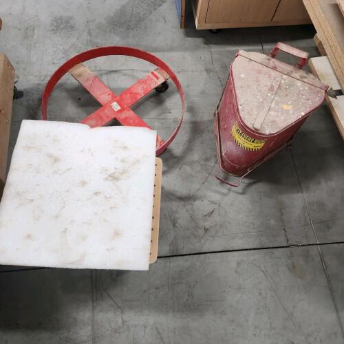 Oil waste barrel, barrel cart, rolling stool