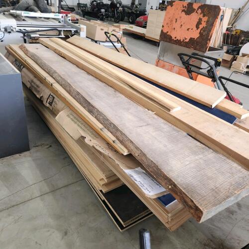 Lift of various sized melamine plywood & other hardwood, out of furniture shop