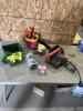 Electric chainsaw, fertilizer spreader, various garden tools