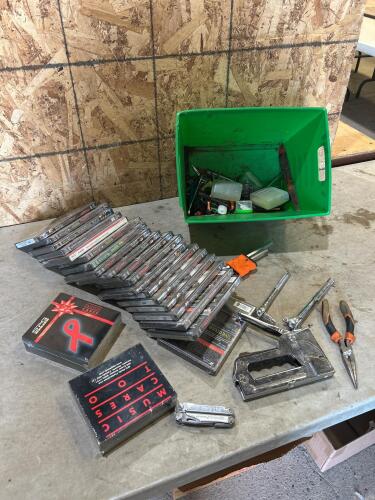 Leatherman multi tool, DVDs, hand tools