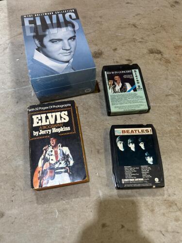 Elvis movie set, book, 8 track & Beatles 8 track