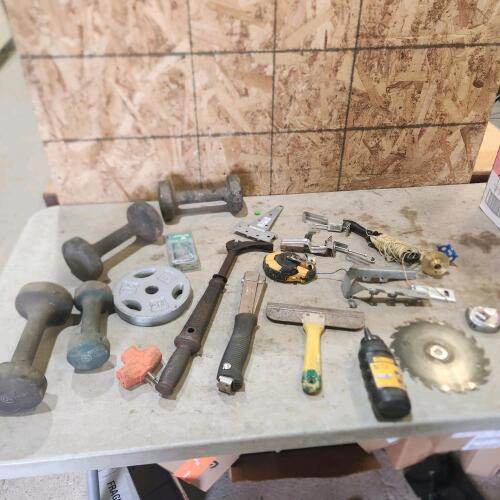 Weights, various tools & hardware