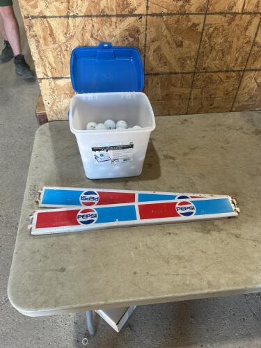 2 Vintage metal Pepsi store display signs, golf balls