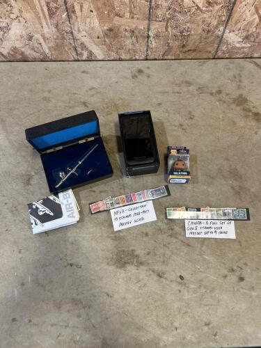 Airbrush, BlackBerry z10, vintage stamps, pop figure keychain