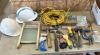 Ext cord, hard hats, various hand tools