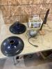 Antique milk bottles, fire alarm, bottle corker, etc