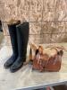 Women&rsquo;s Sz 7C riding boots, leather purse