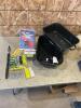 Collapsible fishing rod, tackle, replacement net, flare gun, roasting pan, regulator