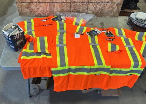 Fibreglass repair kit, new short sleeve medium hi vis shirts