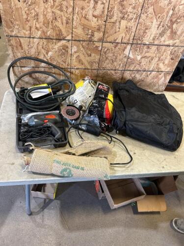 1/2&rdquo; 12v Impact, hard hats, grinder, burlap, etc untested as is