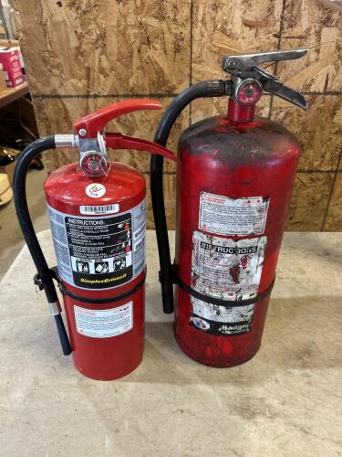 2 charged fire extinguishers 15&rdquo; & 18&rdquo;