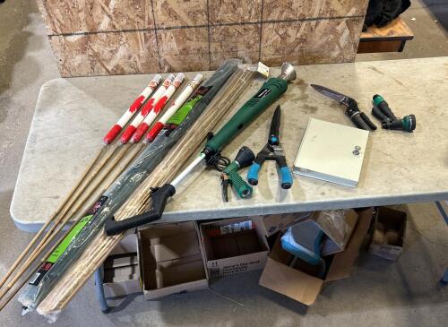 Citronella candles, garden stakes & tools, electric weed burner