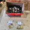 Empty bullet casings, string lights