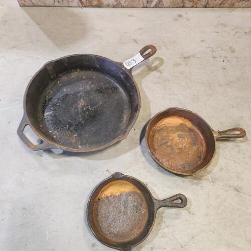 Cast frying pan 10",6", 5"